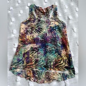 Xhiliration Women’s Multicolor Printed Racerback Tank Top Size L